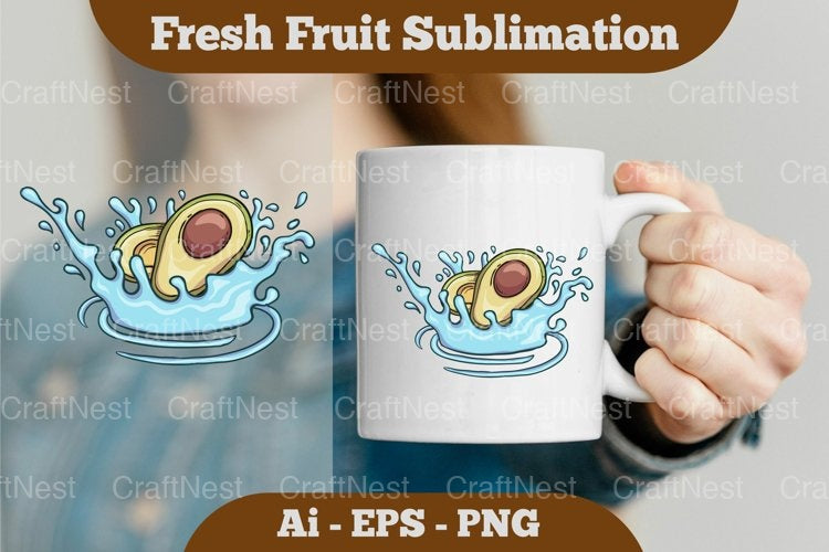 Fresh Avocado Splash Mug Design Bundle - CraftNest - Digital Crafting and Art