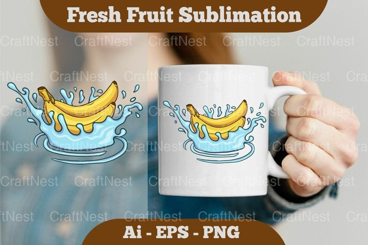 Fresh Banana Splash Mug Design Bundle - CraftNest - Digital Crafting and Art