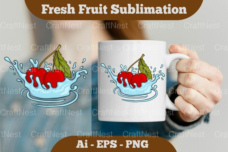 Fresh Cherry Splash Mug Design Bundle - CraftNest - Digital Crafting and Art