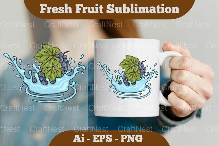 Fresh Grapes Splash Mug Clipart Bundle - CraftNest - Digital Crafting and Art