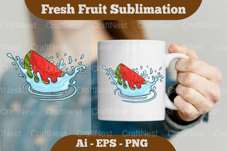 Fresh Watermelon Splash Mug Design Bundle - CraftNest - Digital Crafting and Art
