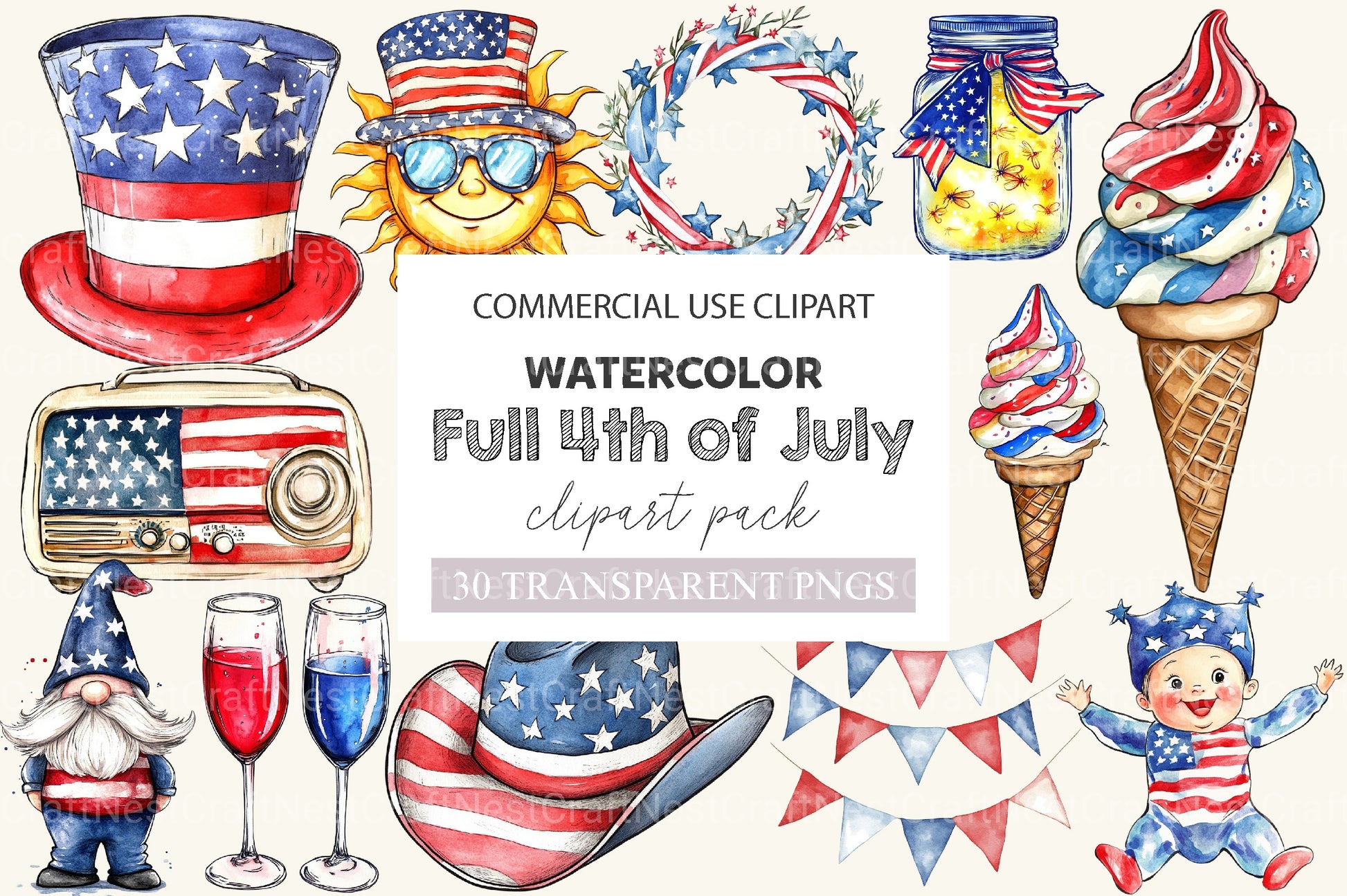 Full 4th Of July Clipart Bundle 2 - CraftNest - Digital Crafting and Art