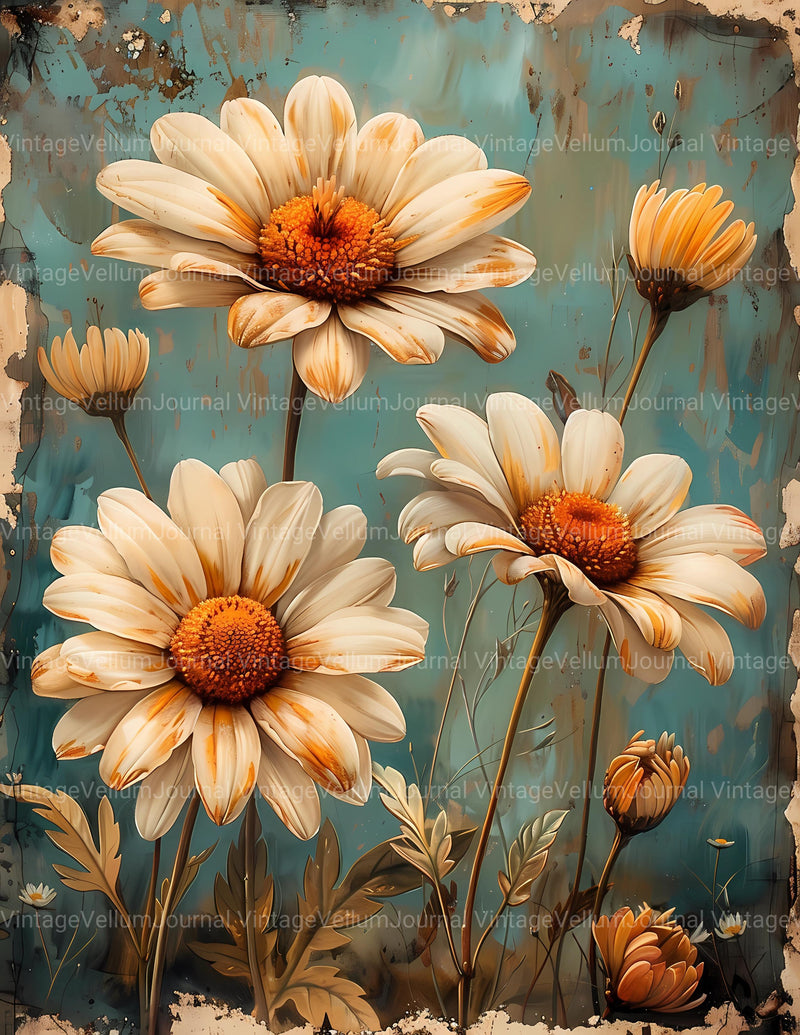 Daisies Flowers Junk Journal Pages - CraftNest