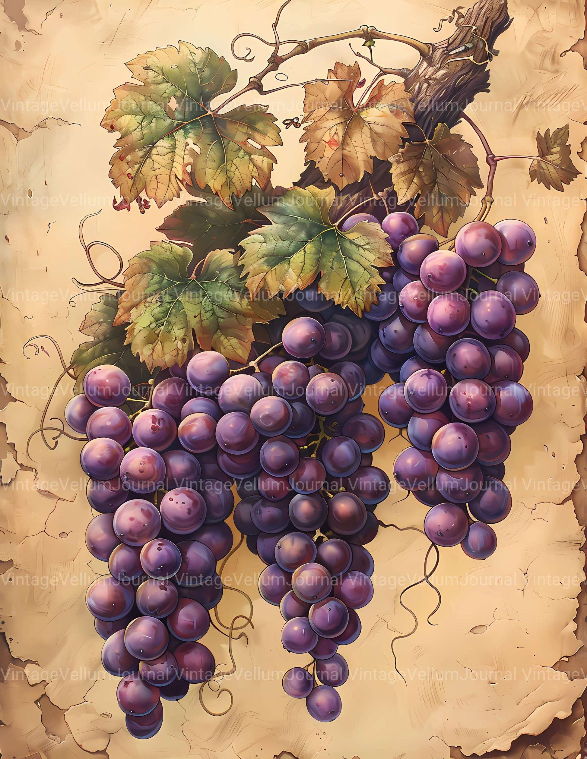 Vineyard Grapes Junk Journal Pages - CraftNest - Digital Crafting and Art