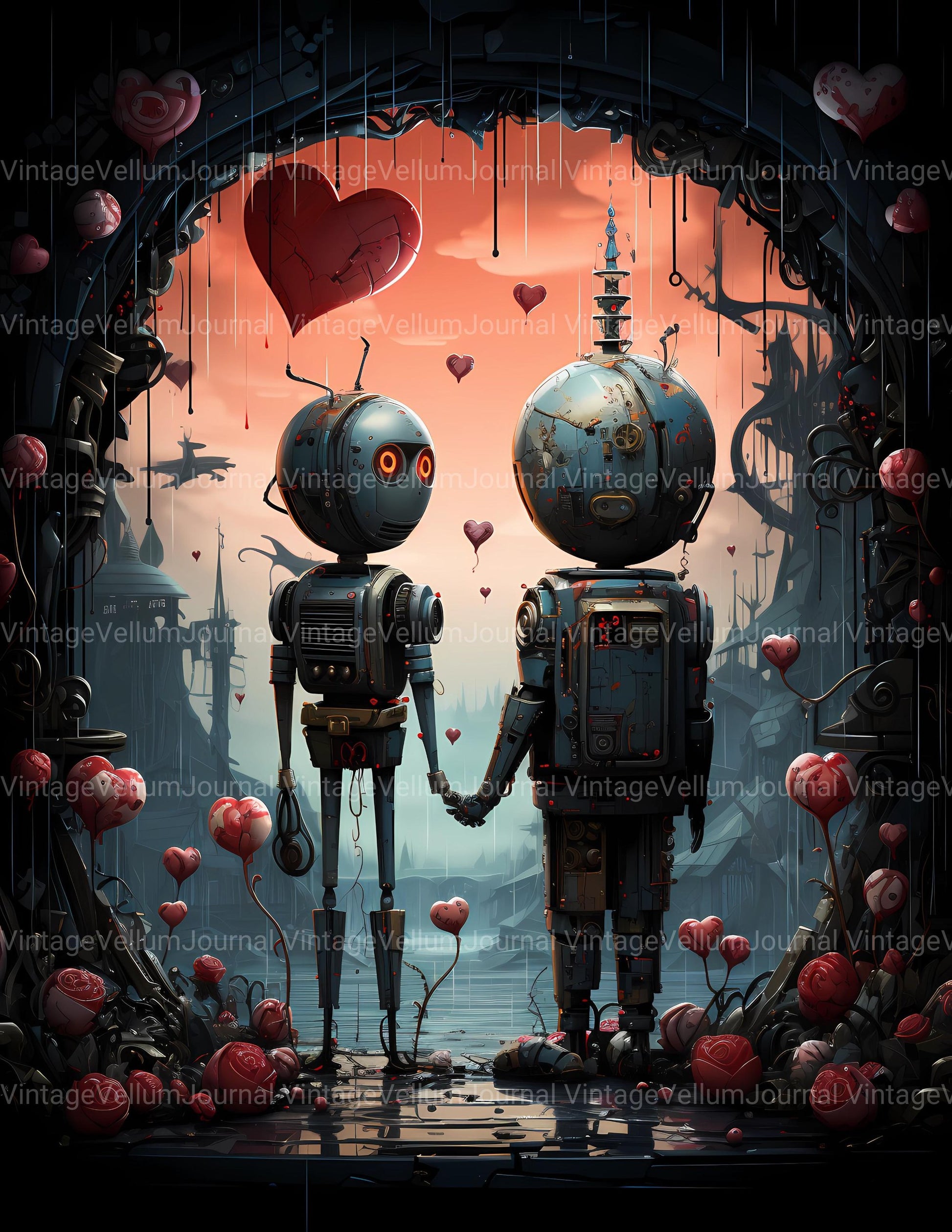 Roboter Valentine's Day Junk Journal Pages - CraftNest