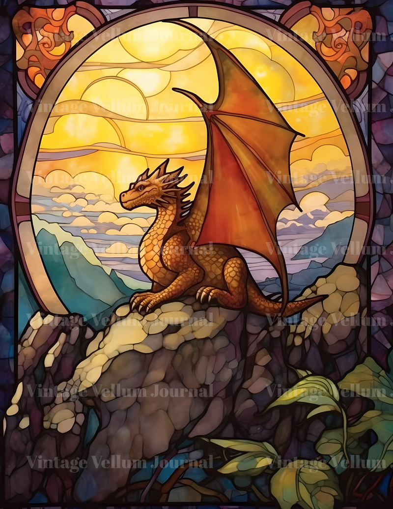 Stained Glass Dragons Junk Journal Pages - CraftNest