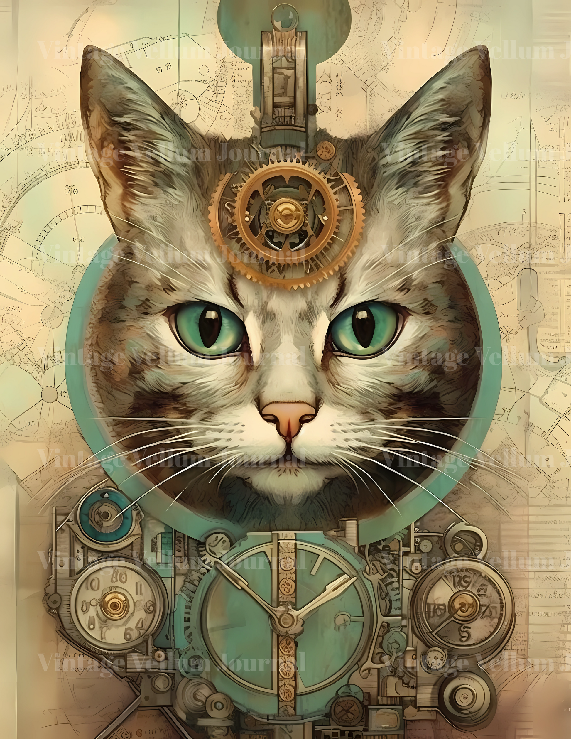 Steampunk Cats Junk Journal Pages - CraftNest