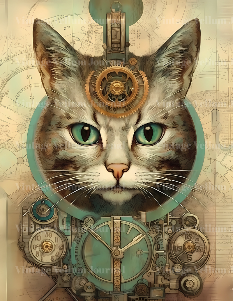 Steampunk Cats Junk Journal Pages - CraftNest