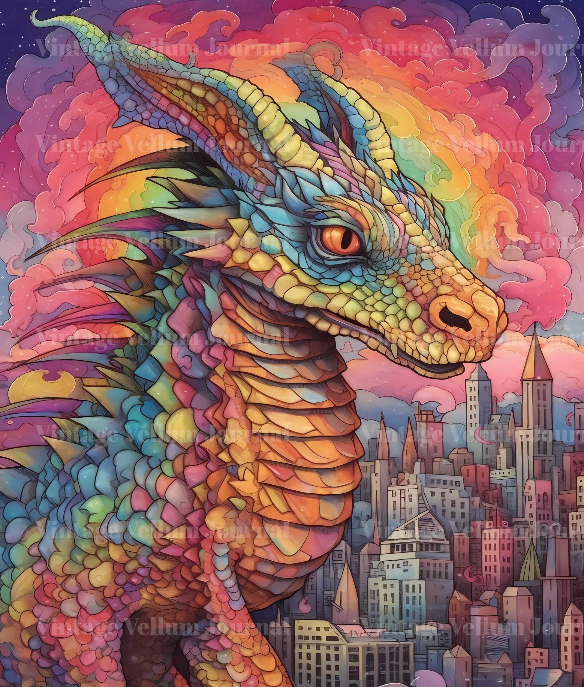 Rainbow Dragon Junk Journal Pages - CraftNest