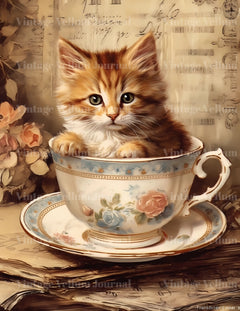 Kitten In A Cup Junk Journal Pages - CraftNest