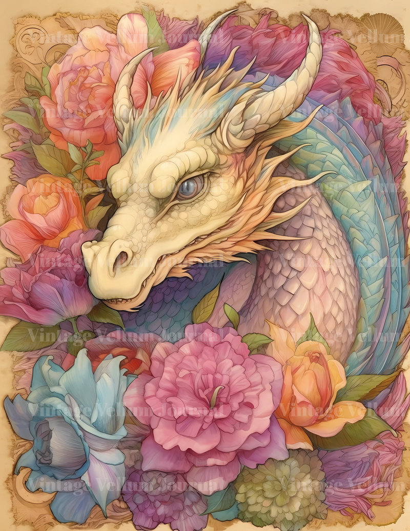 Floral Dragons Junk Journal Pages - CraftNest