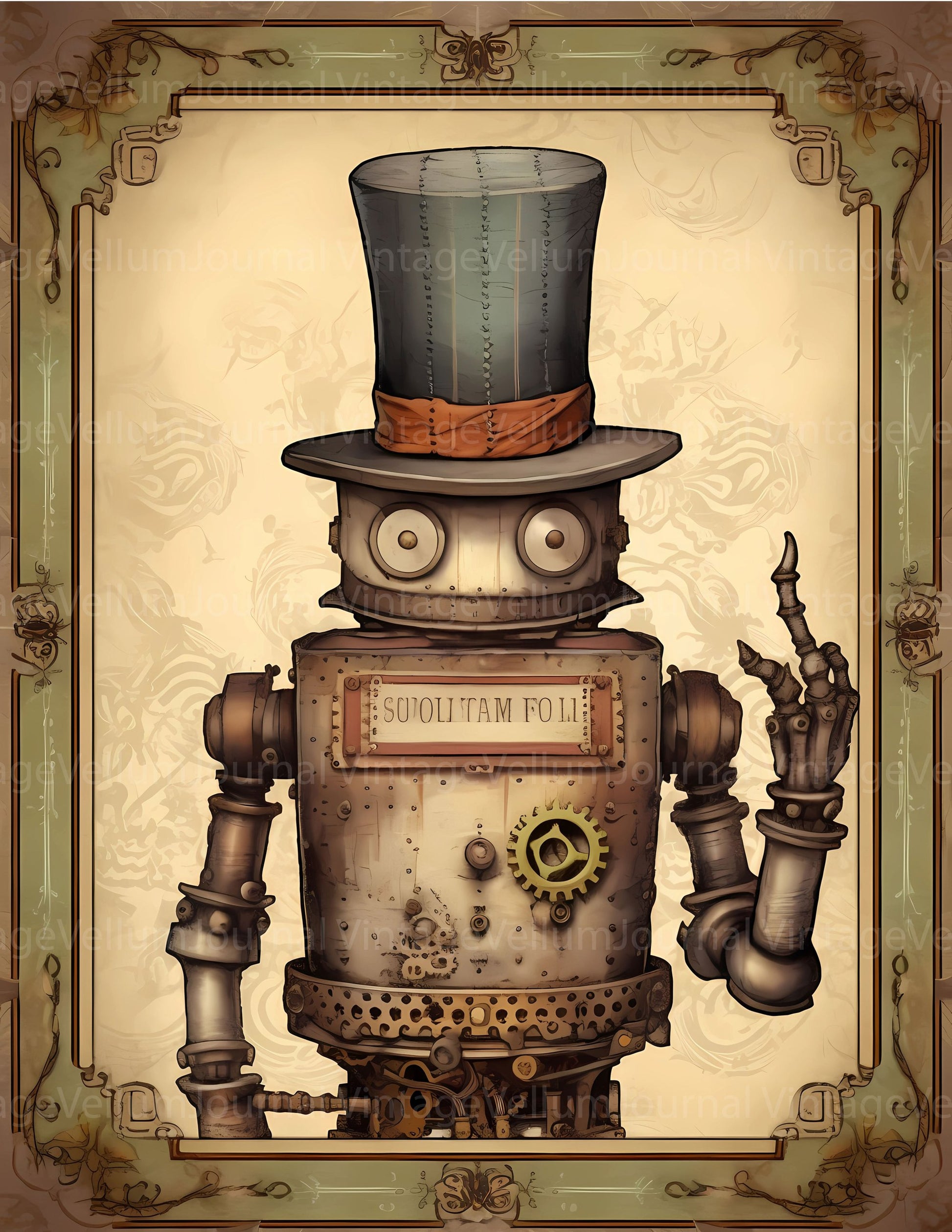 Steampunk Robots Junk Journal Pages - CraftNest