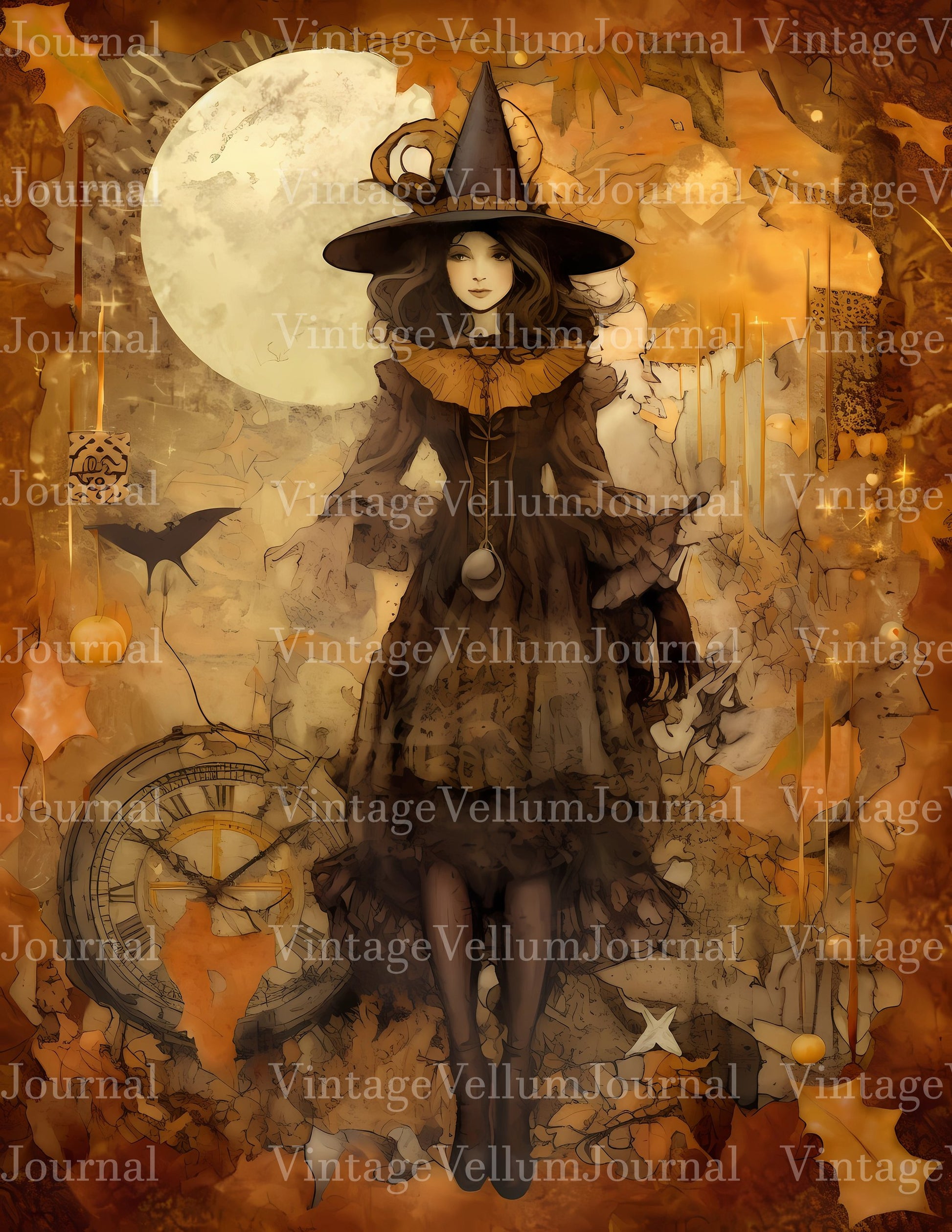 Cartoon Art Witches Junk Journal Pages - CraftNest