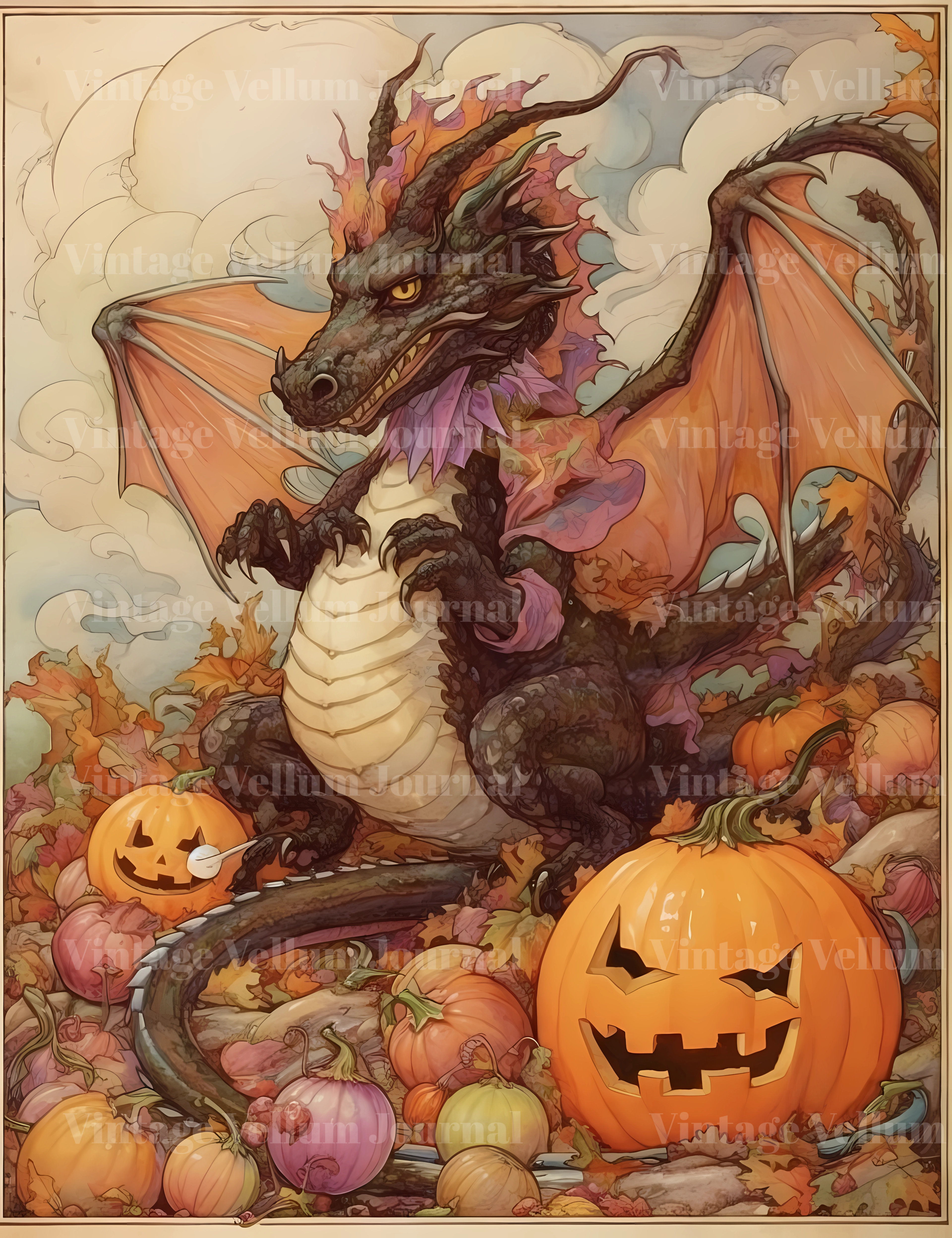 Halloween Dragons Junk Journal Pages - CraftNest