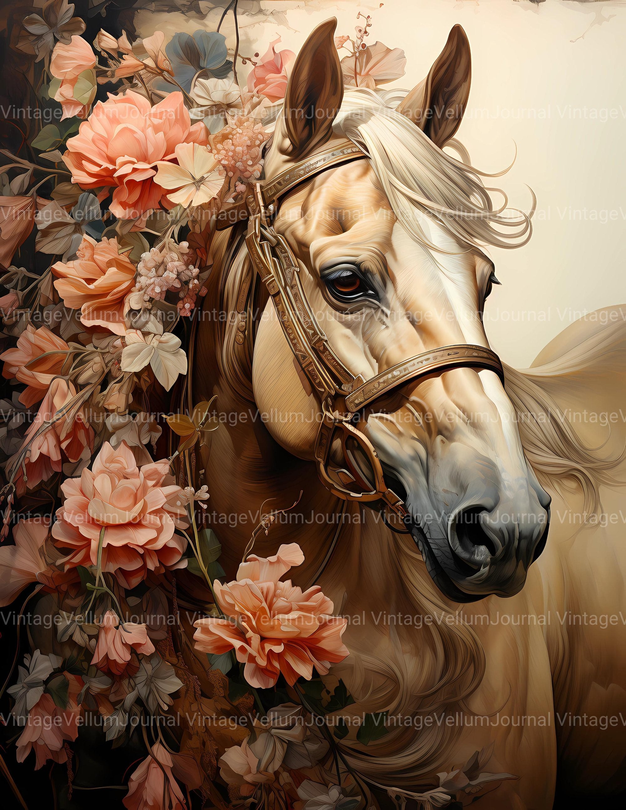 Horses With Flowers Junk Journal Pages - CraftNest