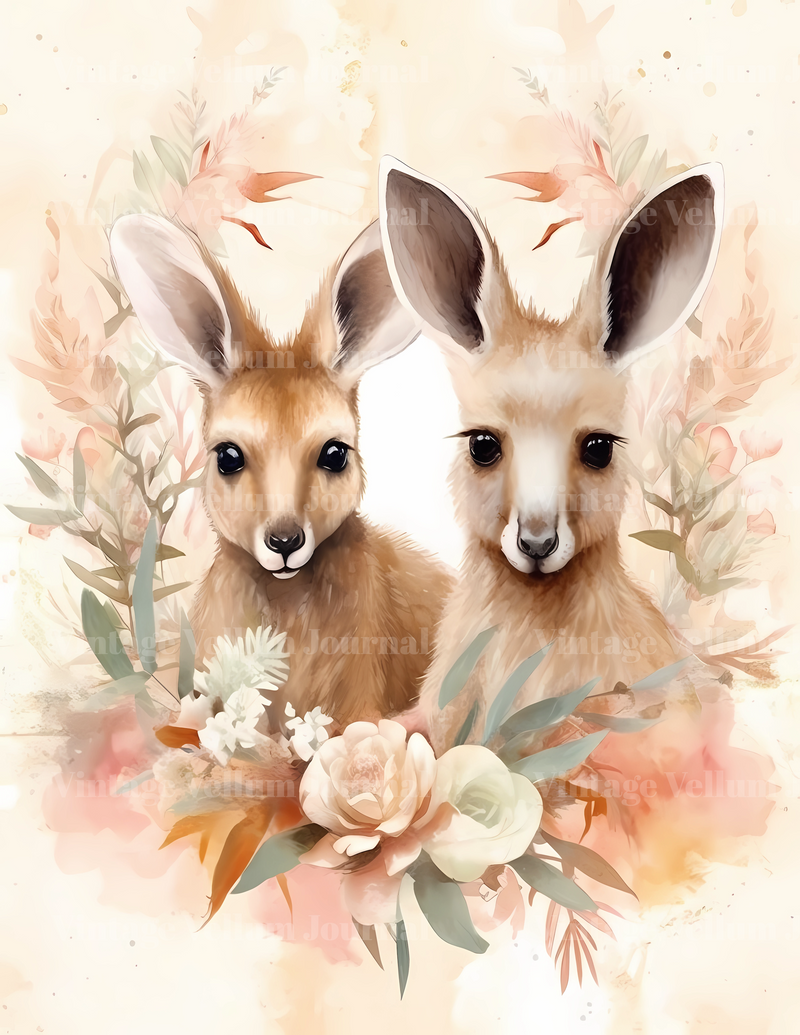 Baby Kangaroos Junk Journal Pages - CraftNest