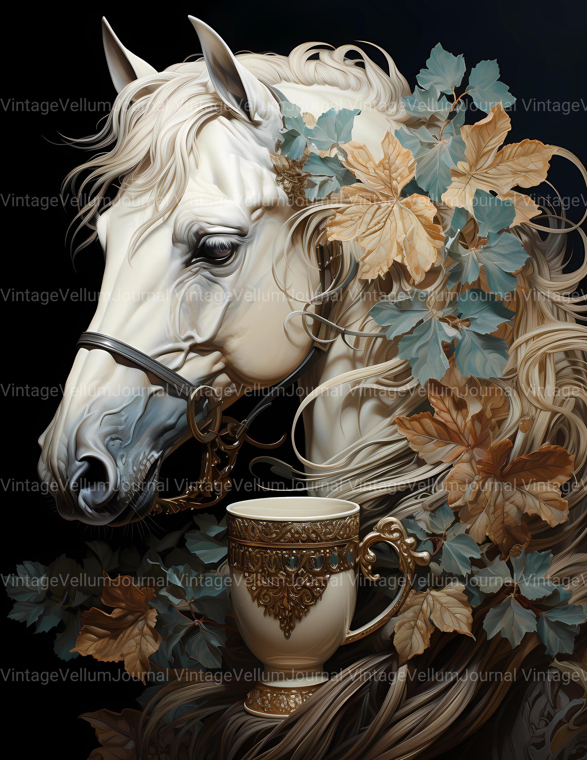 Horses With A Cup Junk Journal Pages - CraftNest