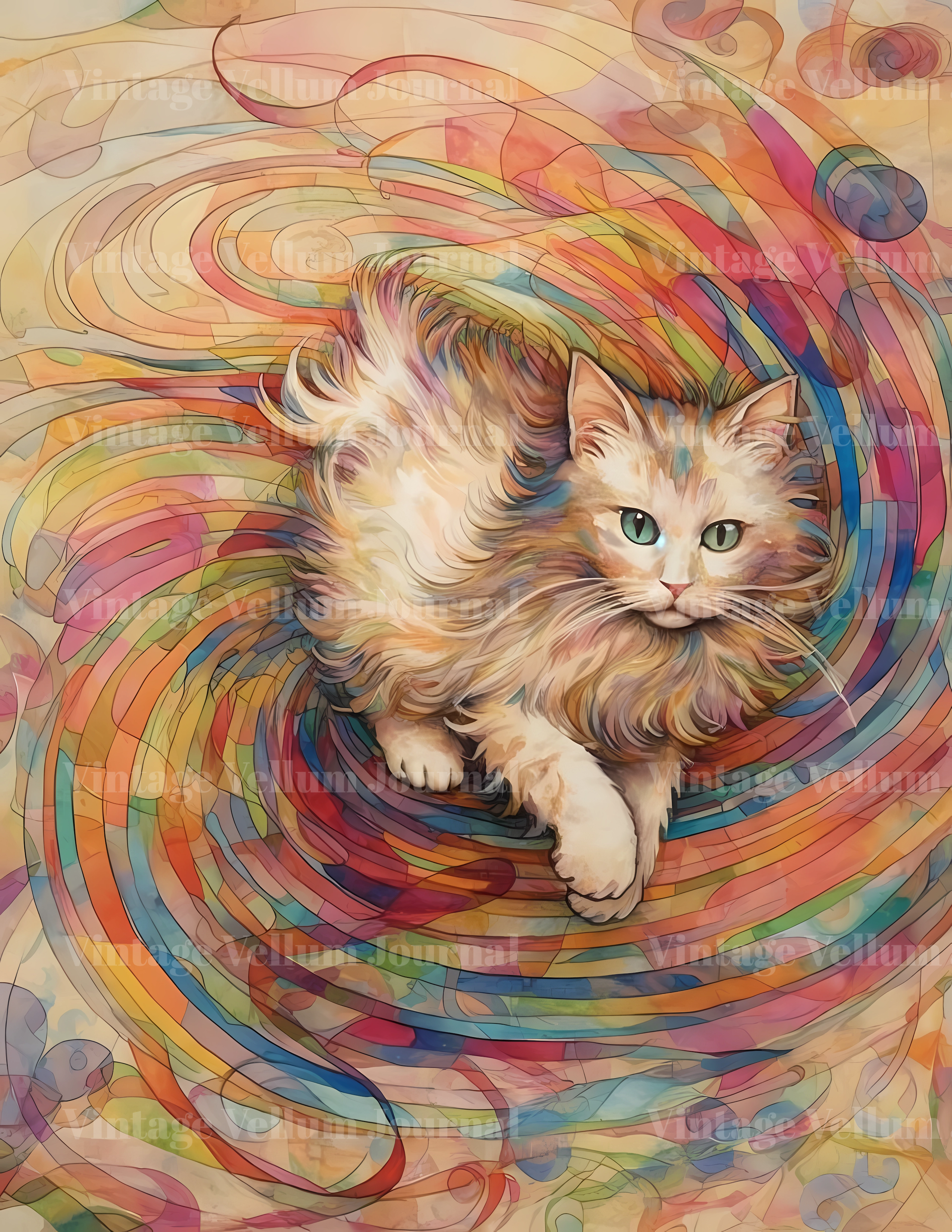 Rainbow Cats Junk Journal Pages - CraftNest