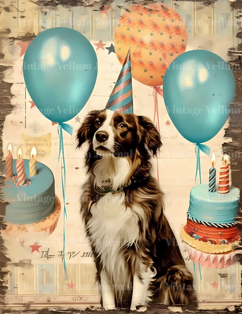 Birthday Dogs Junk Journal Pages - CraftNest