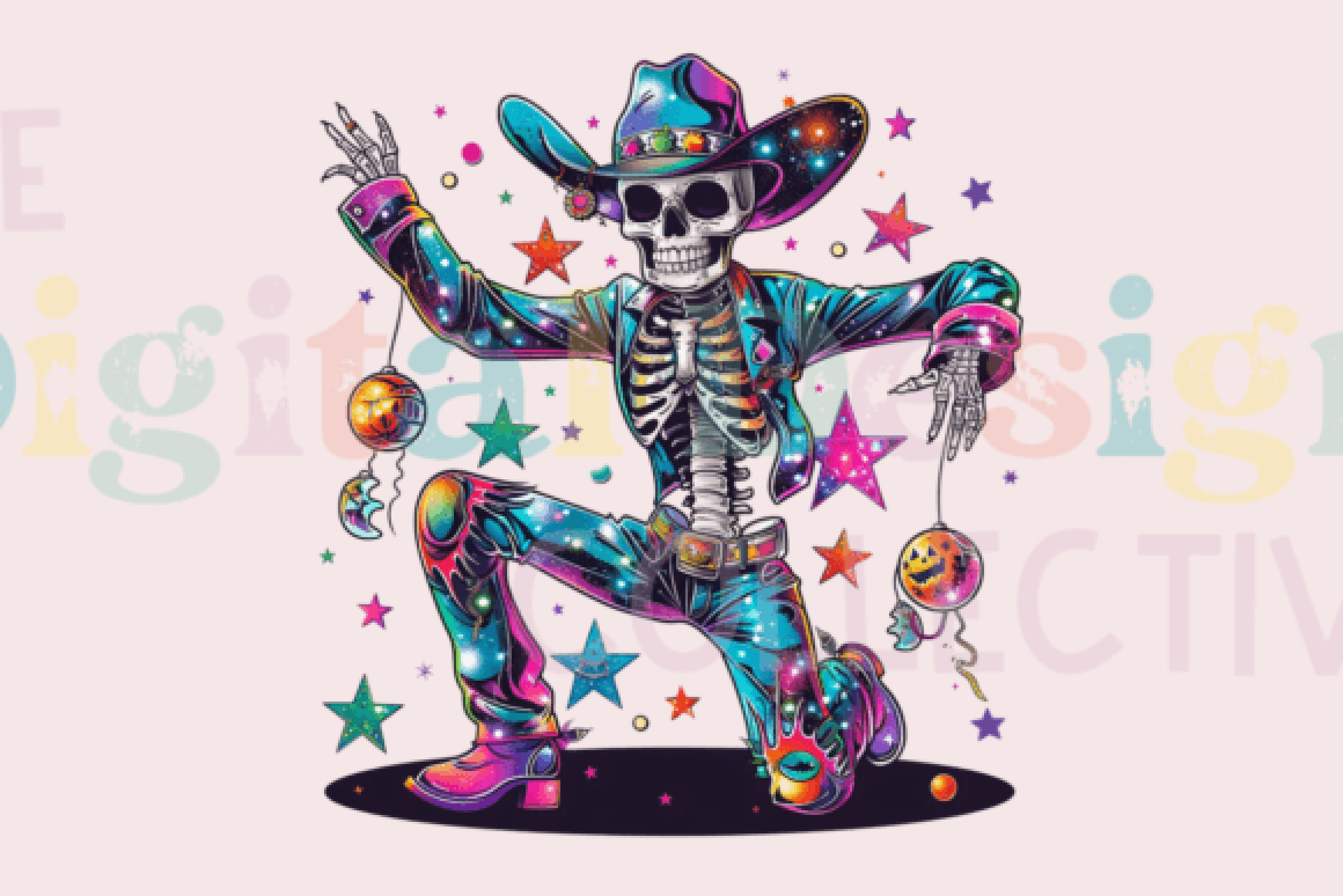 Funky Halloween Skeleton Disco Ball Clipart Bundle - CraftNest - Digital Crafting and Art