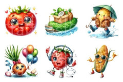 Funny Fruits & Vegetables Clipart Bundle 99 - CraftNest - Digital Crafting and Art