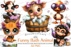 Funny Bath Animal Clipart Bundle - CraftNest - Digital Crafting and Art
