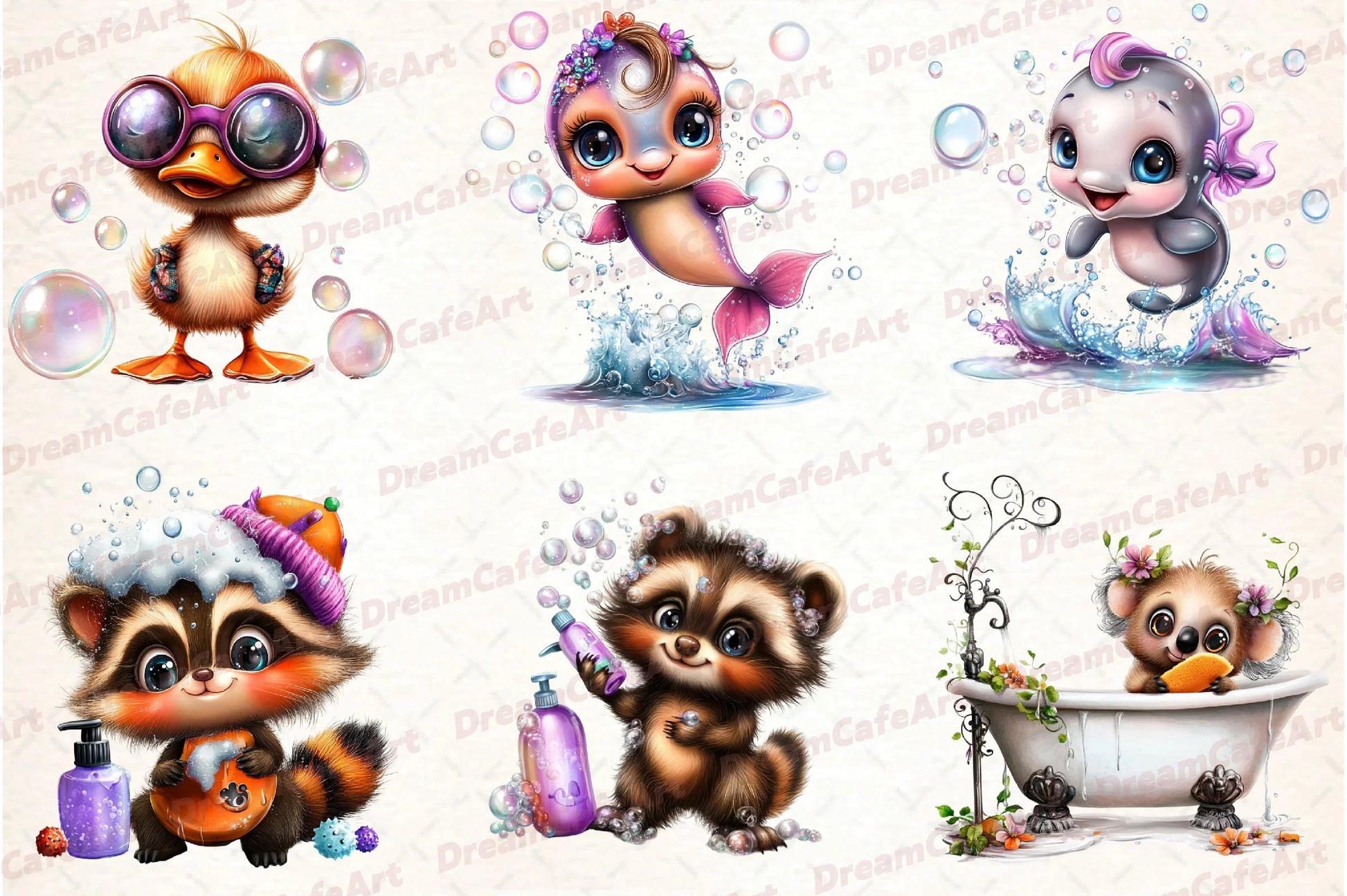 Funny Bath Animal Clipart Bundle - CraftNest - Digital Crafting and Art