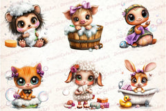 Funny Bath Animal Clipart Bundle - CraftNest - Digital Crafting and Art