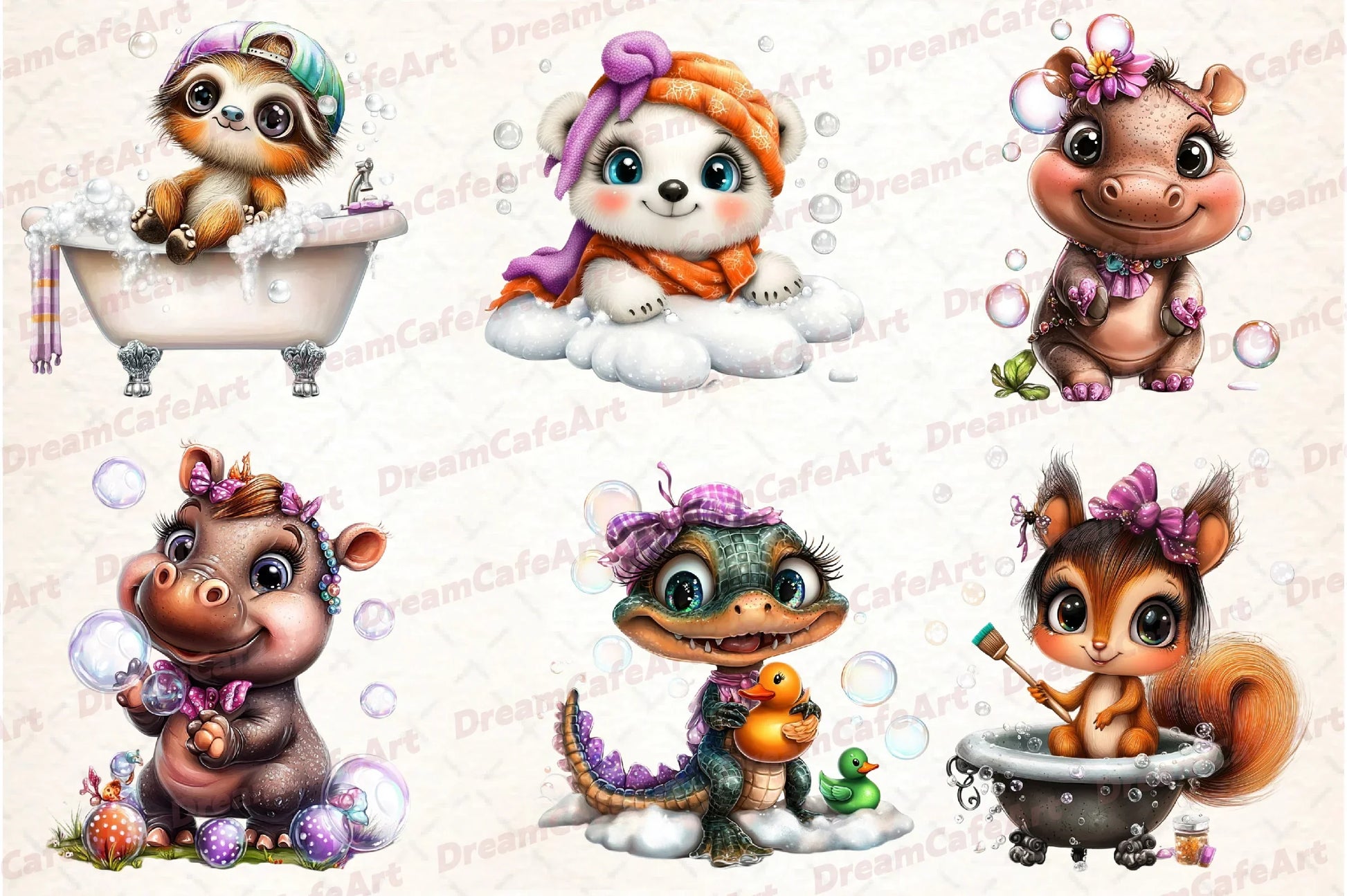 Funny Bath Animal Clipart Bundle - CraftNest - Digital Crafting and Art