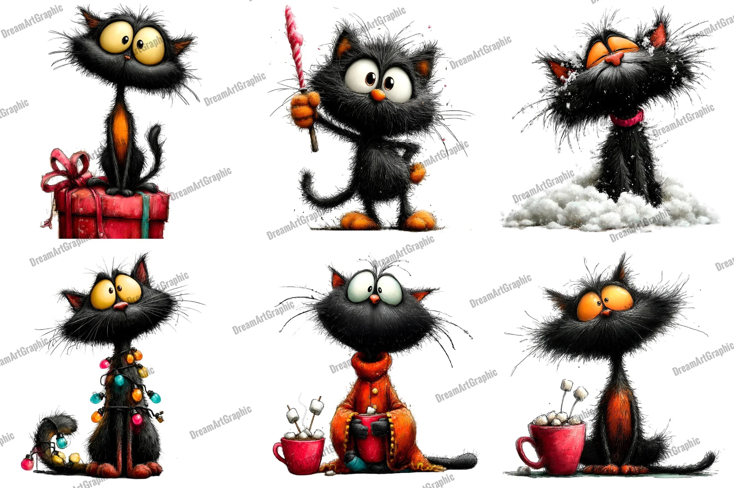 Funny Black Cat Christmas Clipart Bundle - CraftNest - Digital Crafting and Art