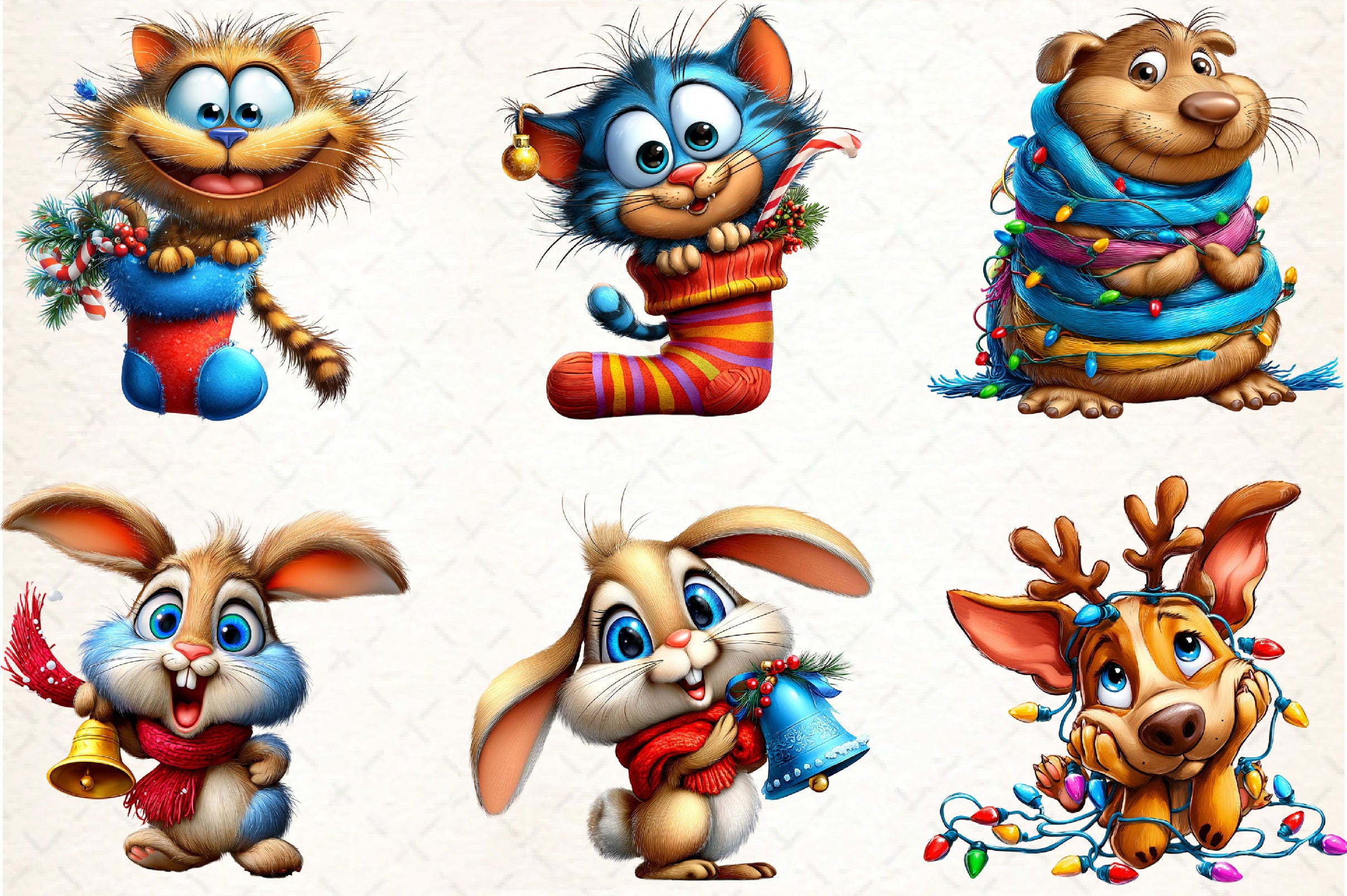 Funny Christmas Animal Clipart Bundle