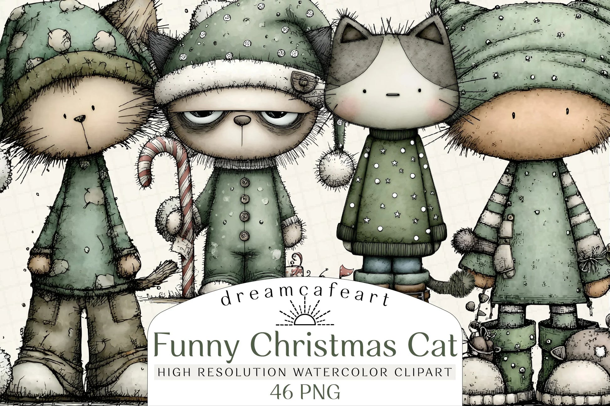 Funny Christmas Cat Clipart Bundle - CraftNest - Digital Crafting and Art