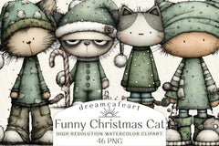 Funny Christmas Cat Clipart Bundle - CraftNest - Digital Crafting and Art