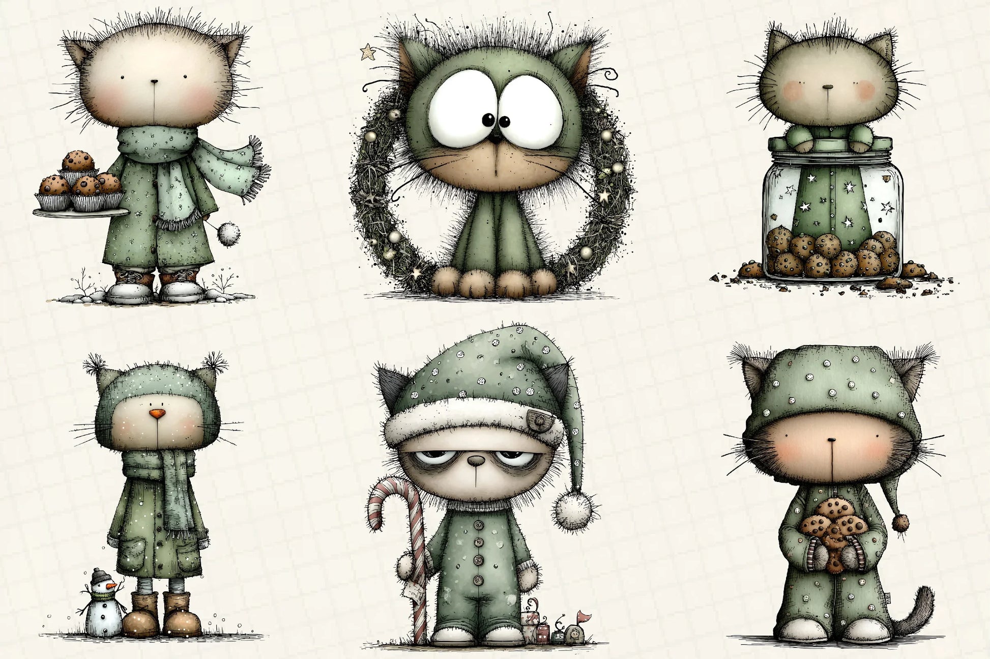 Funny Christmas Cat Clipart Bundle - CraftNest - Digital Crafting and Art