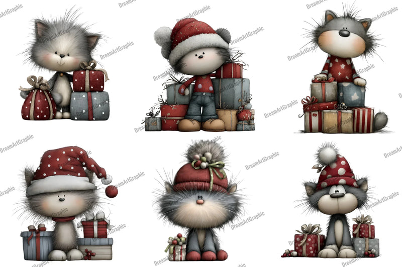 Funny Christmas Cat Clipart Bundle - CraftNest - Digital Crafting and Art
