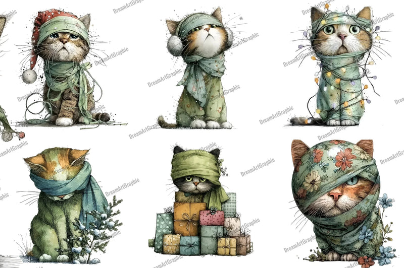 Funny Christmas Cat Clipart Bundle - CraftNest - Digital Crafting and Art