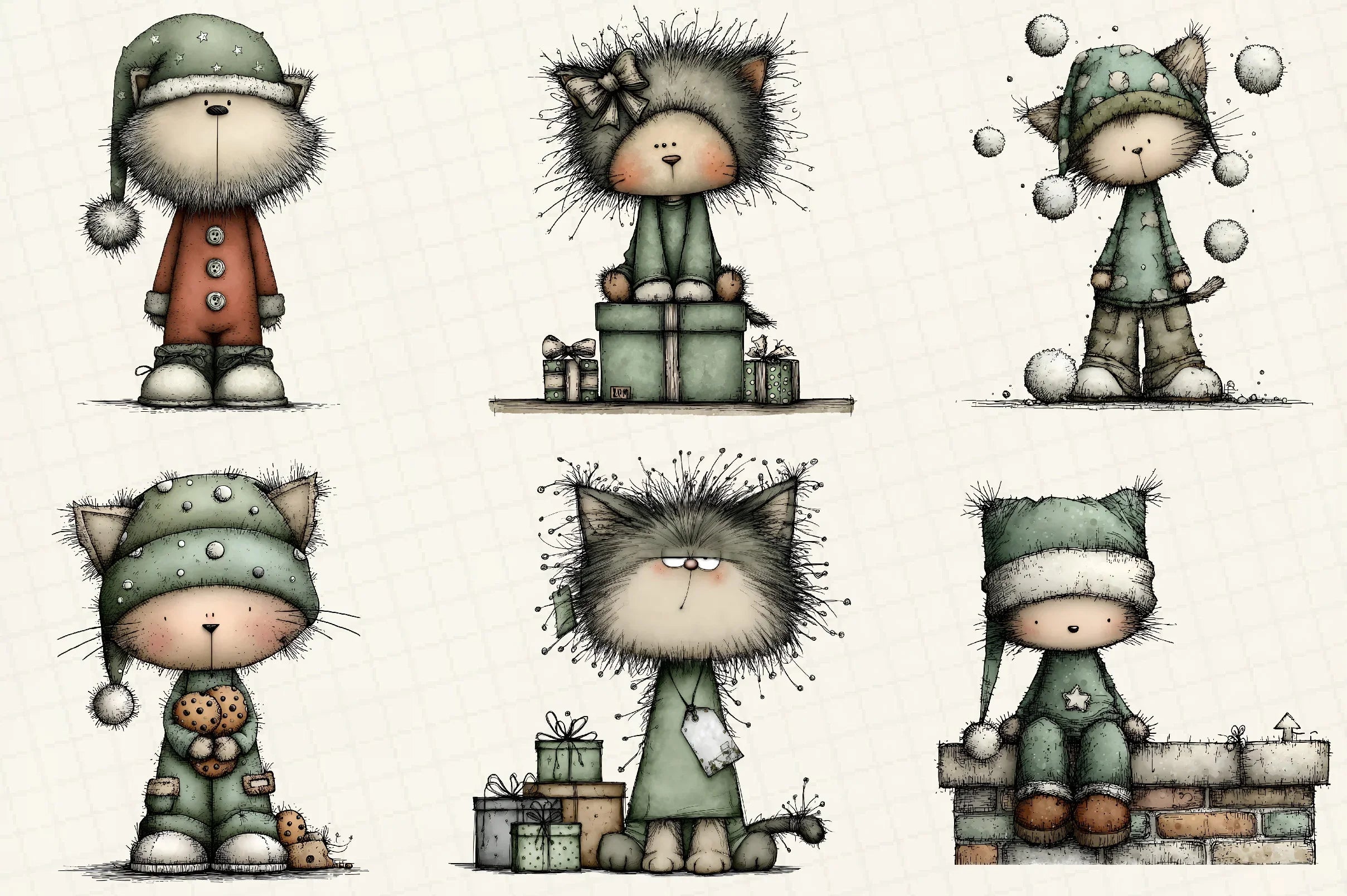 Funny Christmas Cat Clipart Bundle - CraftNest - Digital Crafting and Art