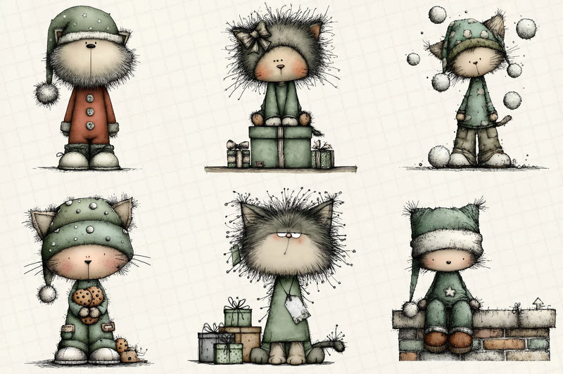 Funny Christmas Cat Clipart Bundle - CraftNest - Digital Crafting and Art