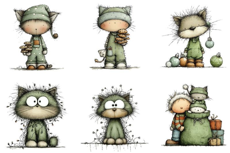 Funny Christmas Cat Clipart Bundle - CraftNest - Digital Crafting and Art