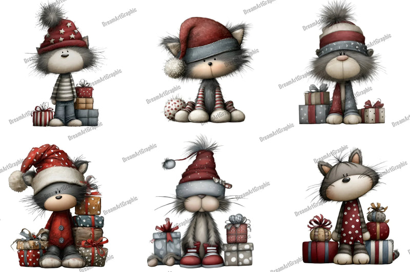 Funny Christmas Cat Clipart Bundle - CraftNest - Digital Crafting and Art
