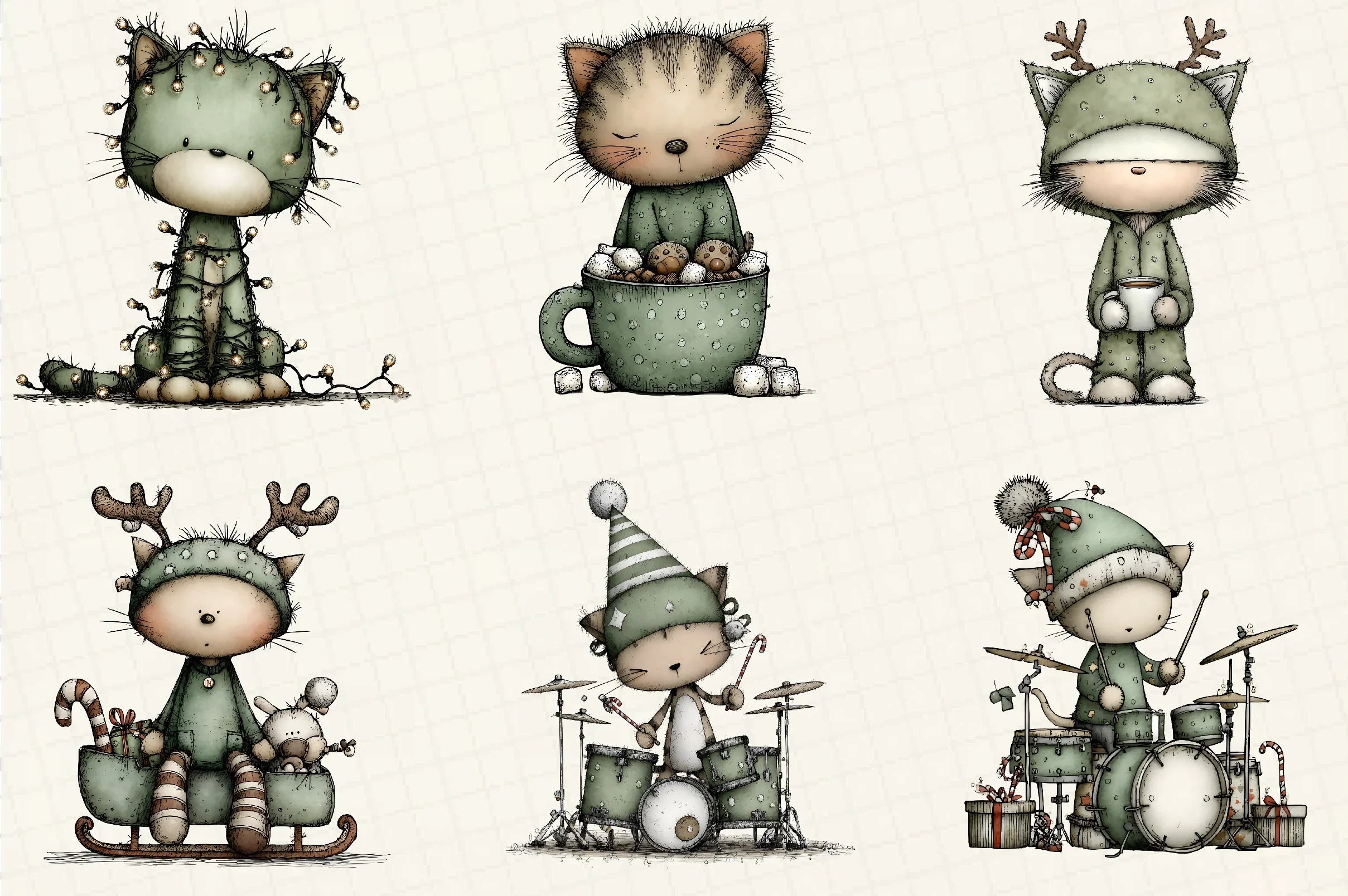 Funny Christmas Cat Clipart Bundle - CraftNest - Digital Crafting and Art