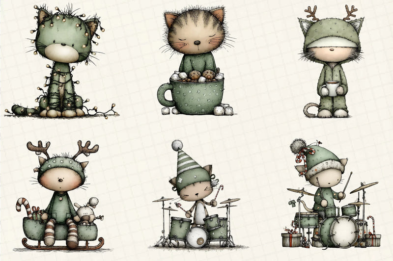 Funny Christmas Cat Clipart Bundle - CraftNest - Digital Crafting and Art