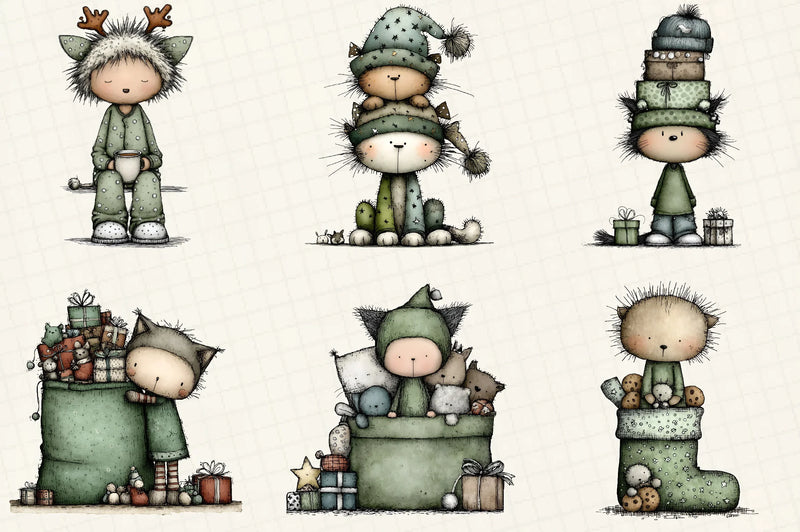 Funny Christmas Cat Clipart Bundle - CraftNest - Digital Crafting and Art