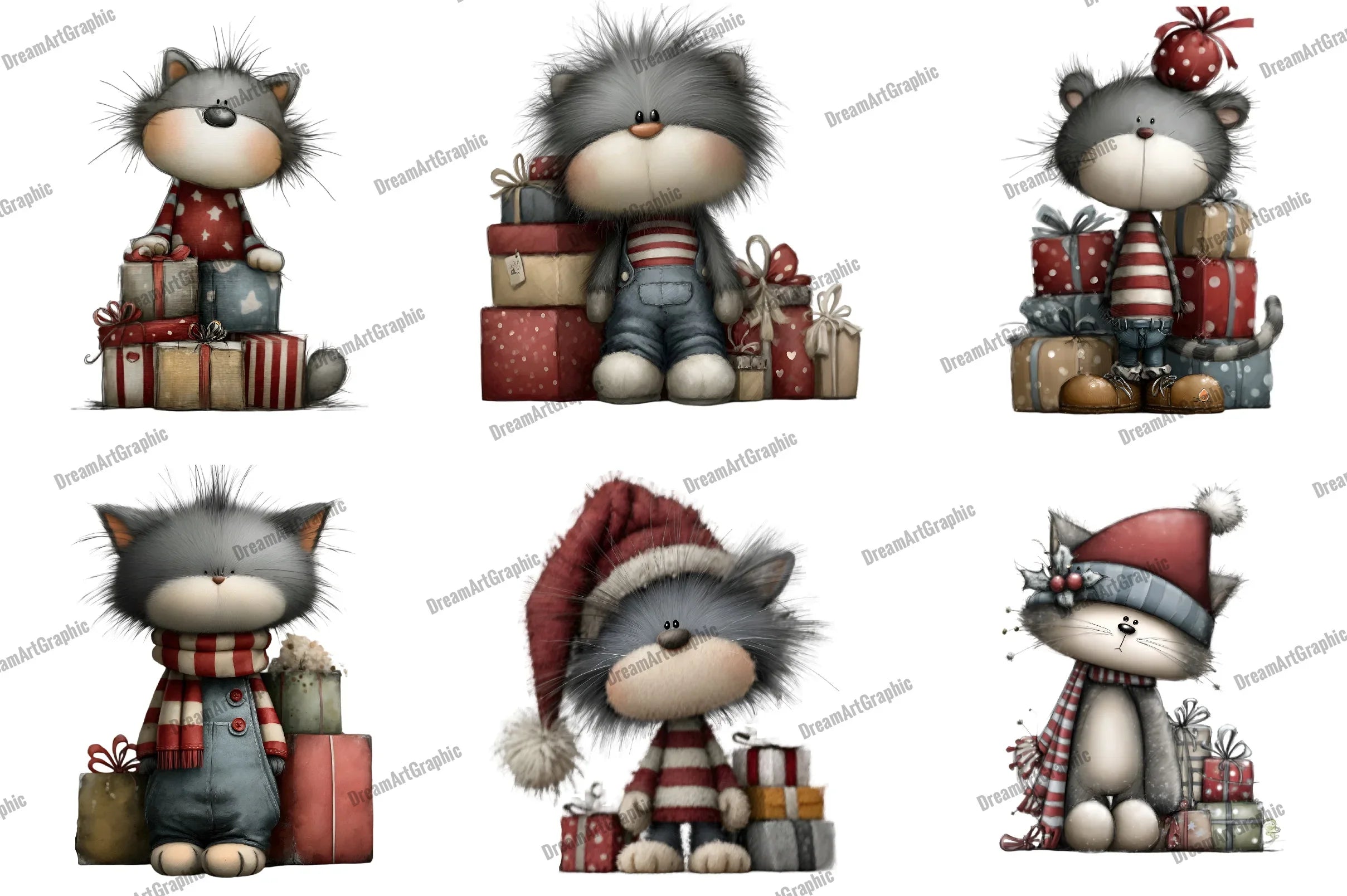 Funny Christmas Cat Clipart Bundle - CraftNest - Digital Crafting and Art