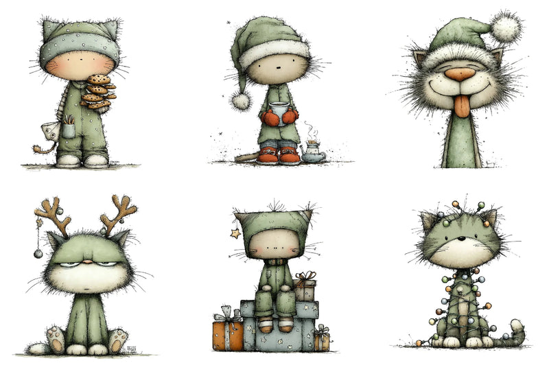 Funny Christmas Cat Clipart Bundle - CraftNest - Digital Crafting and Art