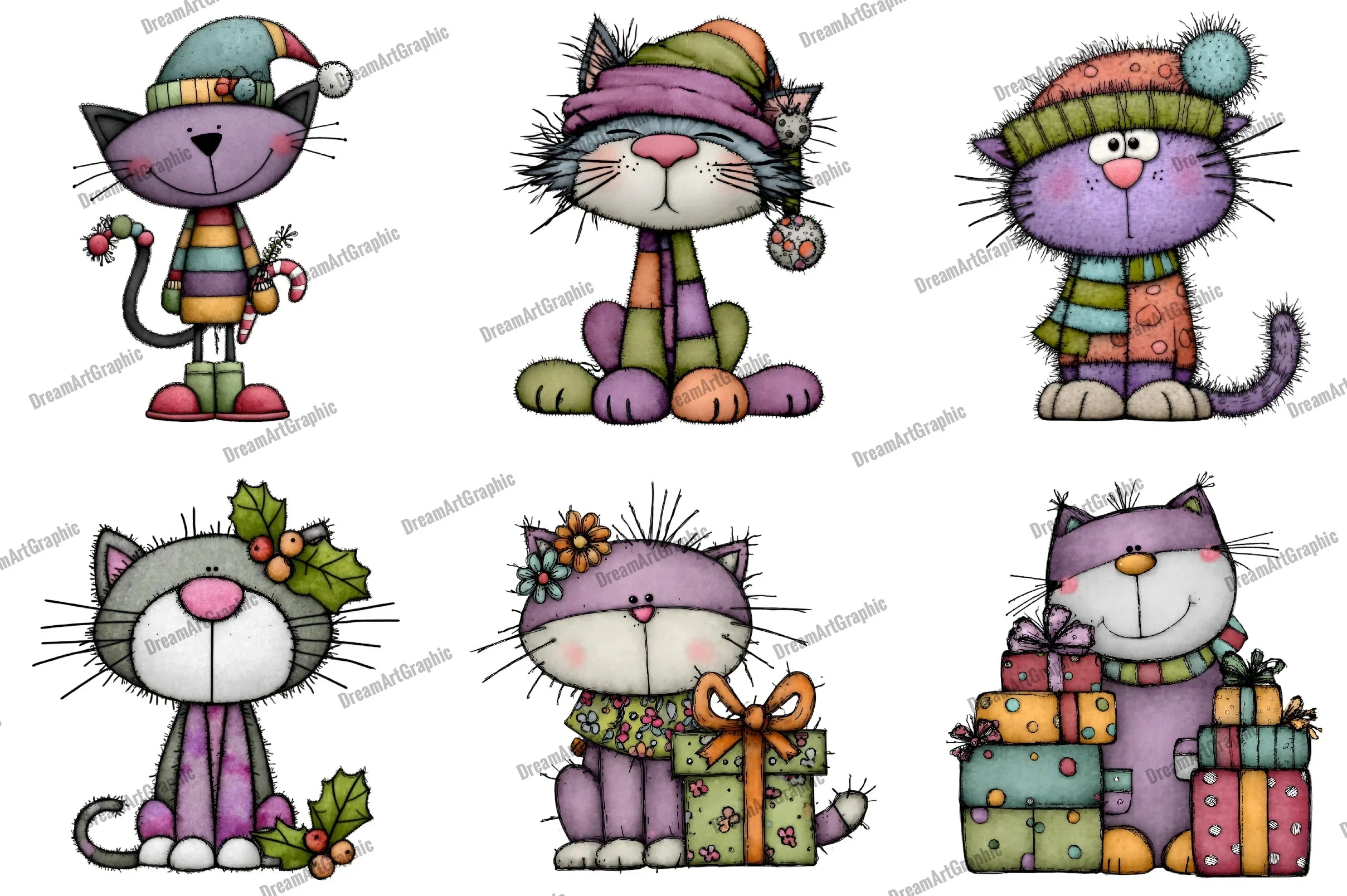Funny Christmas Cats Clipart Bundle - CraftNest - Digital Crafting and Art