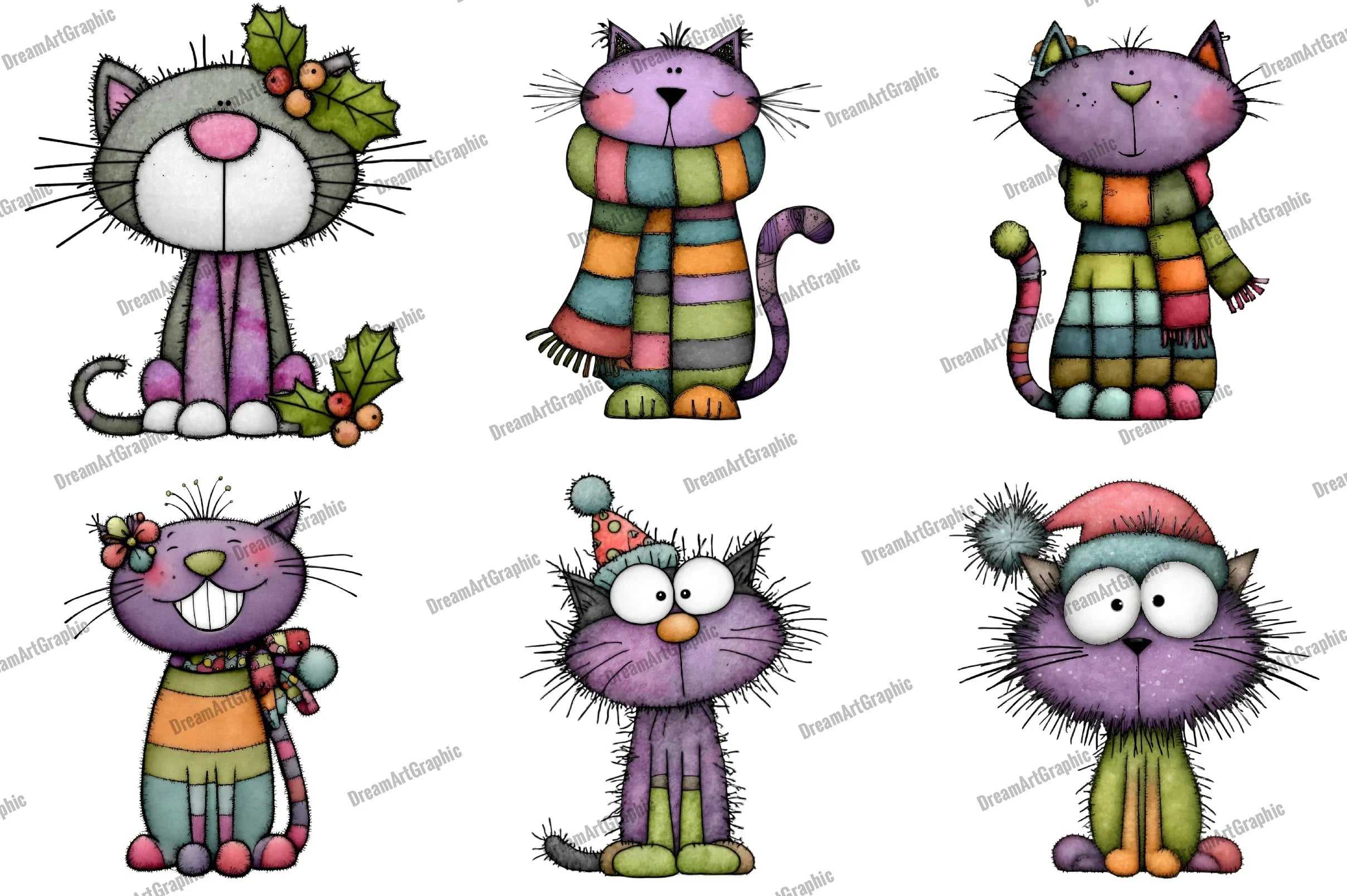 Funny Christmas Cats Clipart Bundle - CraftNest - Digital Crafting and Art