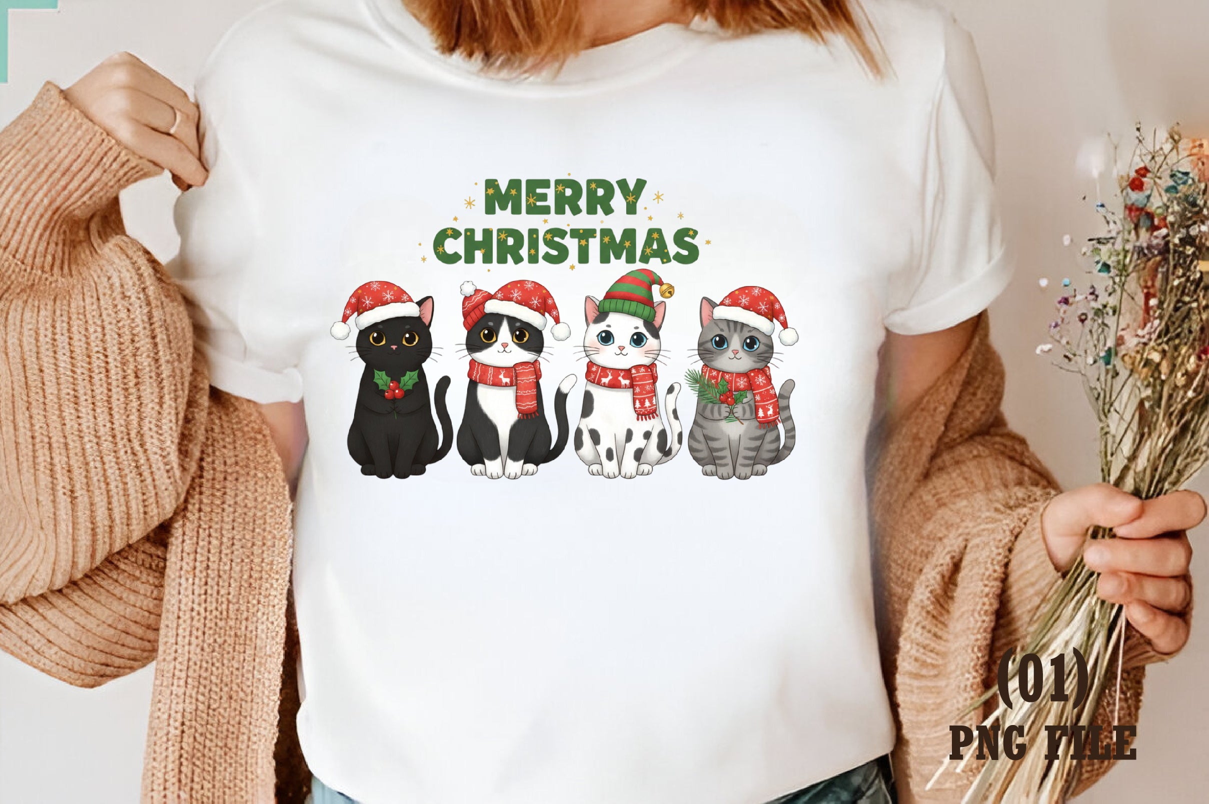 Funny Christmas Cats Clipart Bundle
