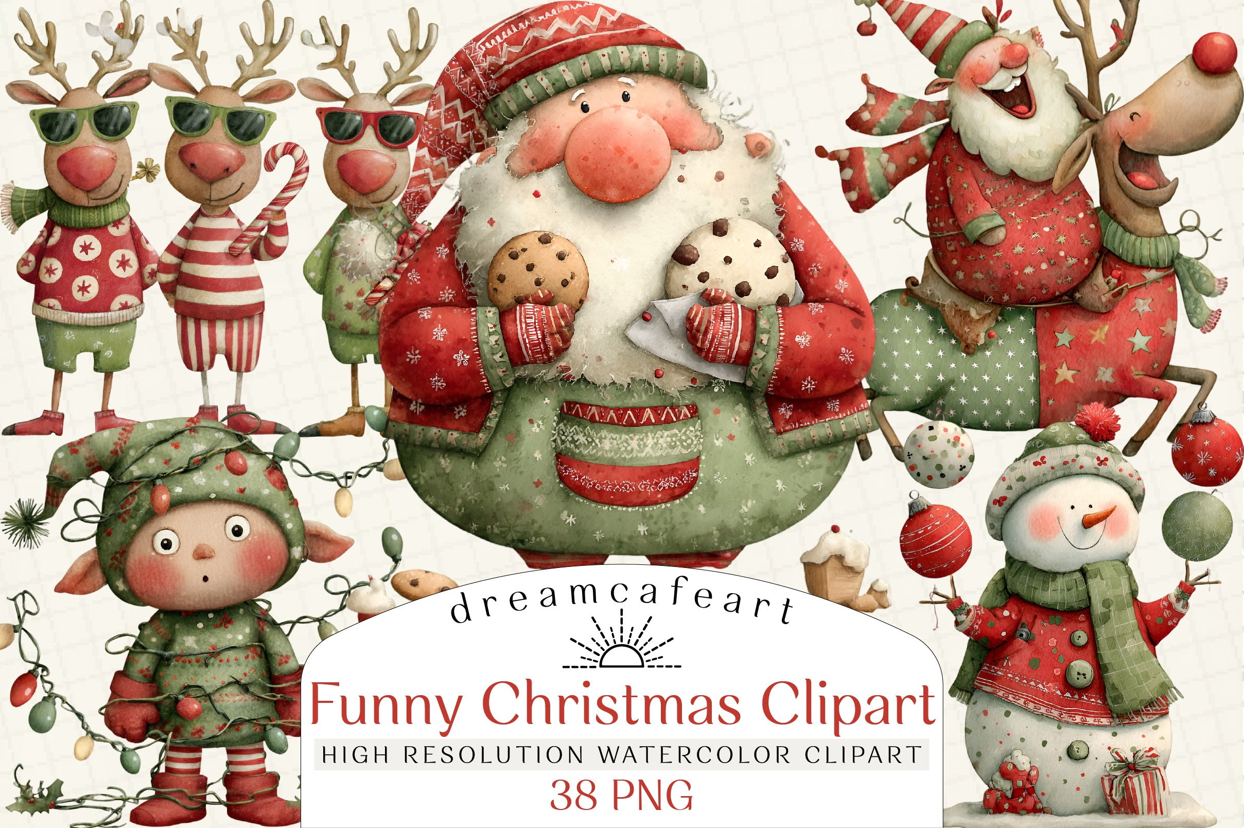 Funny Christmas Clipart Bundle