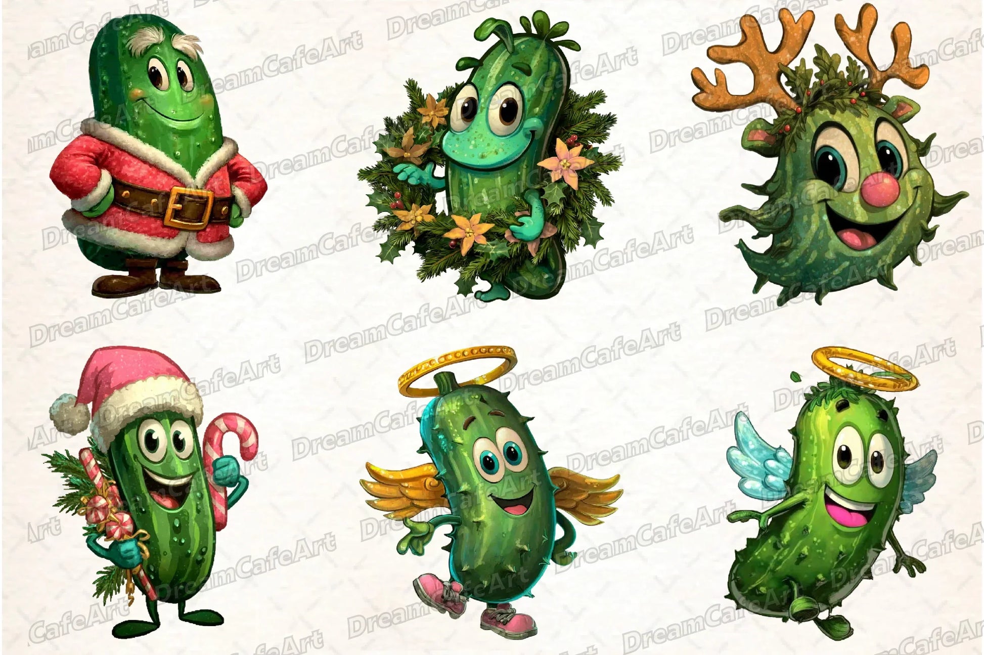 Funny Christmas Cucumber Clipart Bundle - CraftNest - Digital Crafting and Art